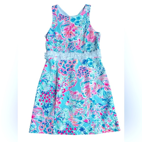 Lilly Pulitzer Arden Shift Gypsea Serene Blue Floral Pink Mini Dress Size 4 - Picture 4 of 7